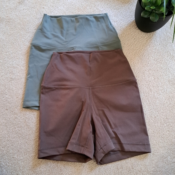 Reflex Active Shorts 2 Pack Green Brown Size XS High Waisted Stretch Shorts New! - Picture 16 of 16